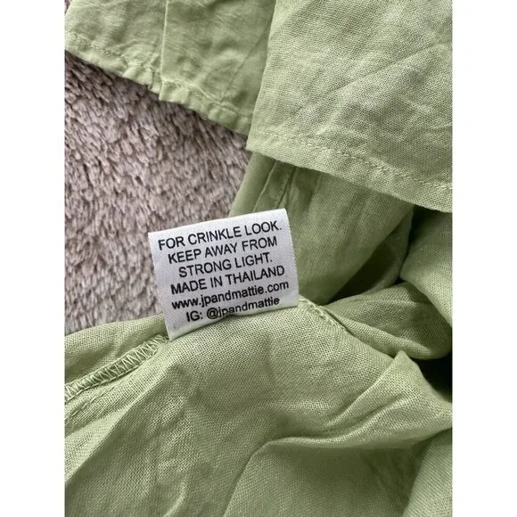 JP And Mattie Women’s Blanchard Ruffle Button Down Blouse Green Sz S New - Picture 7 of 13